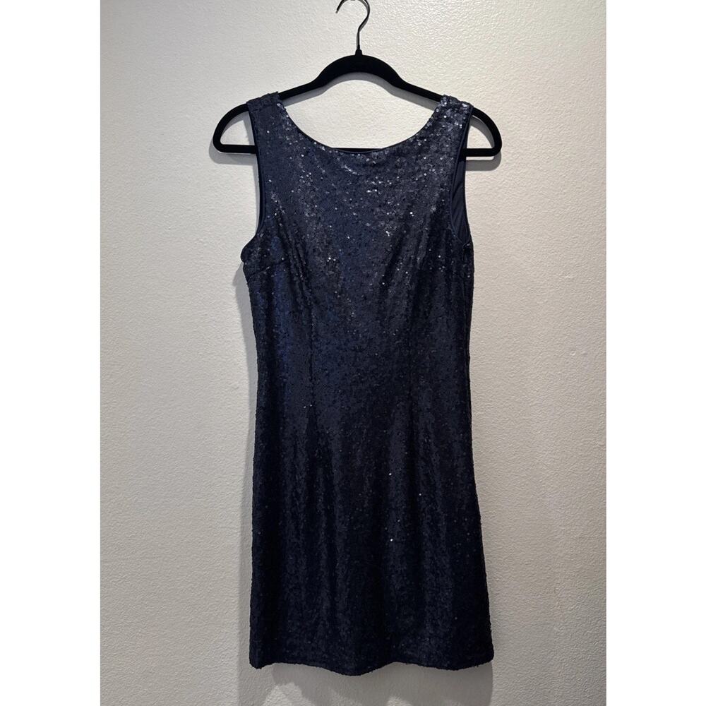Lulu's Navy Blue Sequin Backless Dress